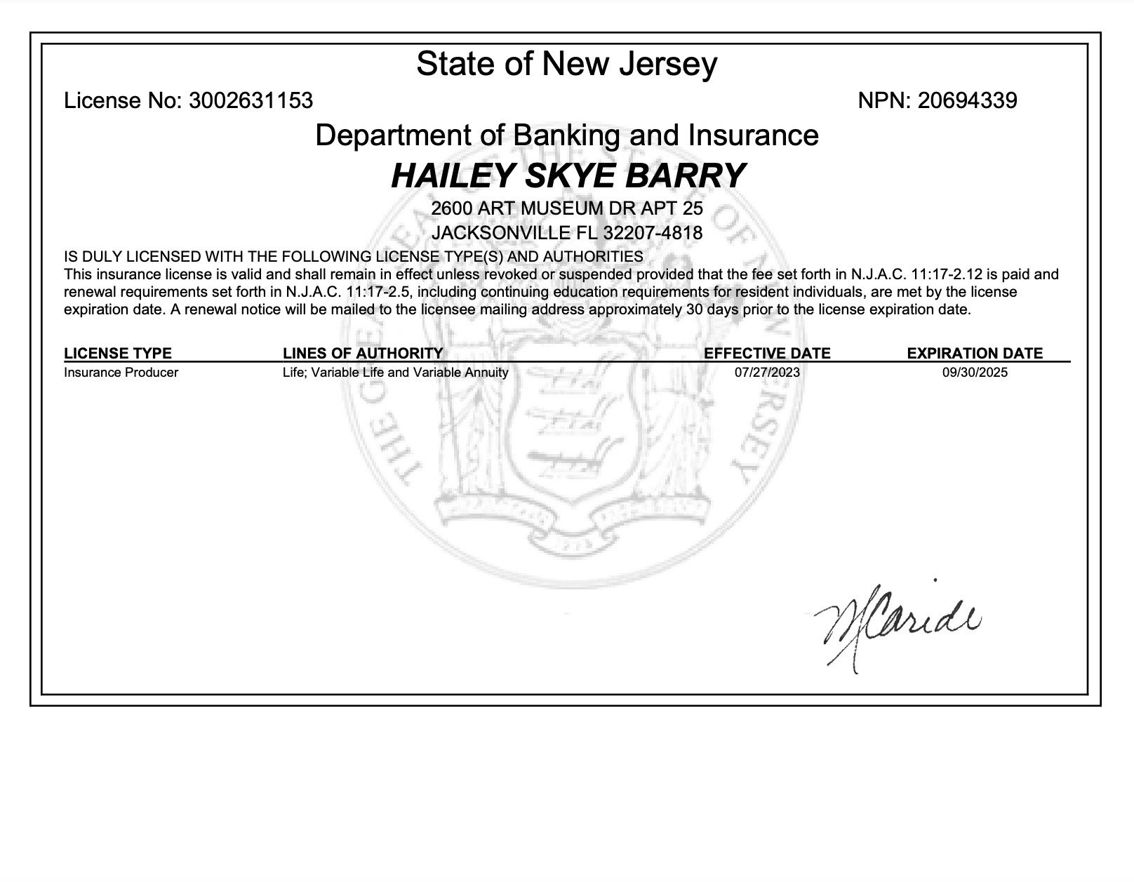 Barry Financial Group | Licenses | Maryland | image1