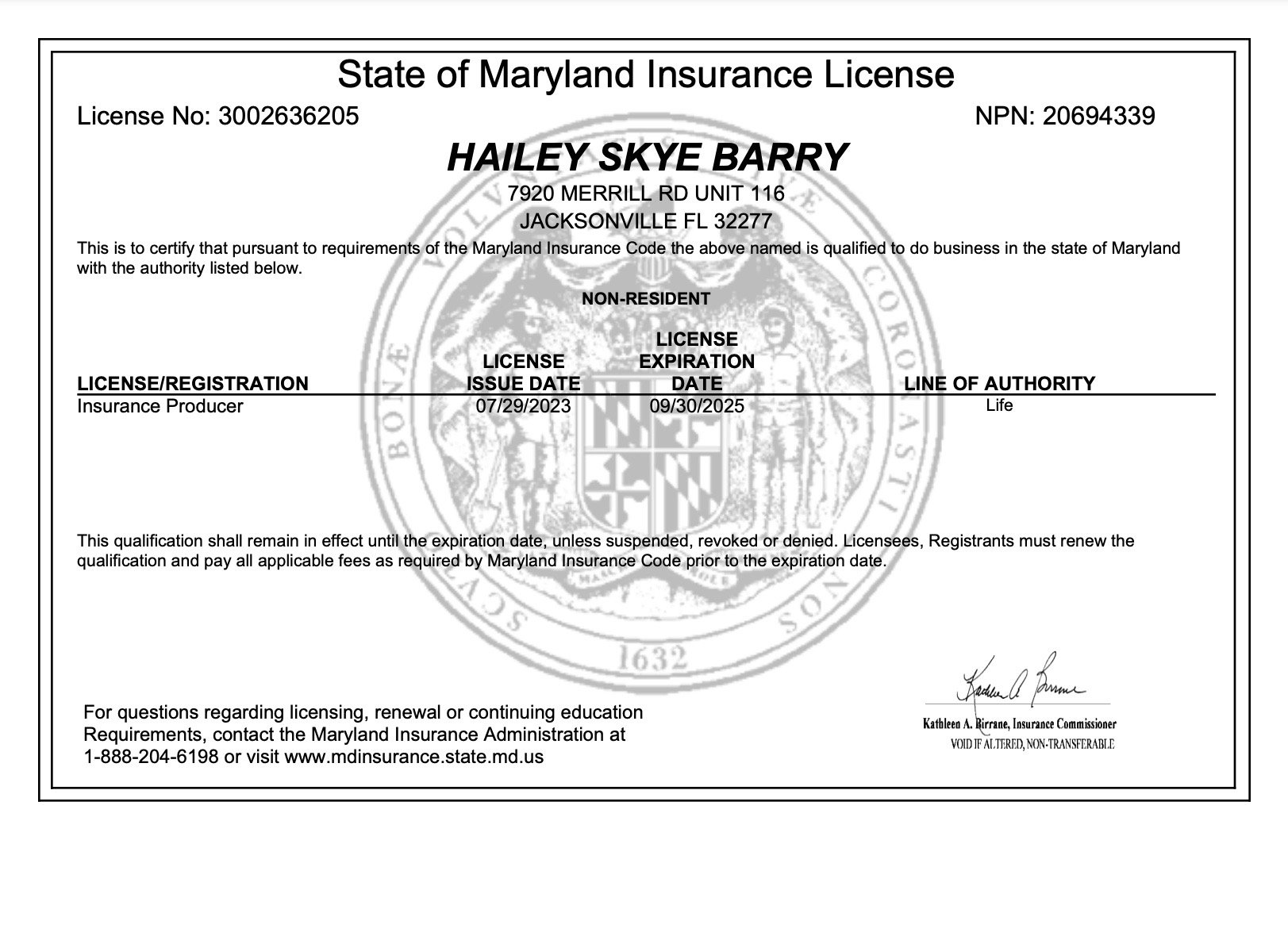 Barry Financial Group | Licenses | Maryland | image2