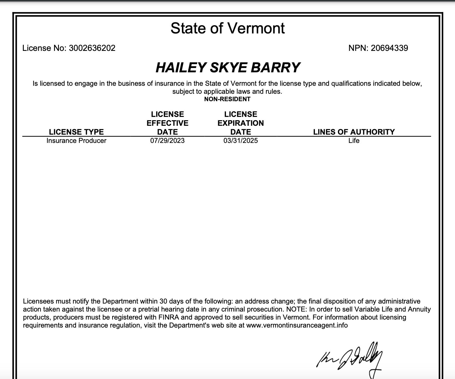 Barry Financial Group | Licenses | Maryland | image3