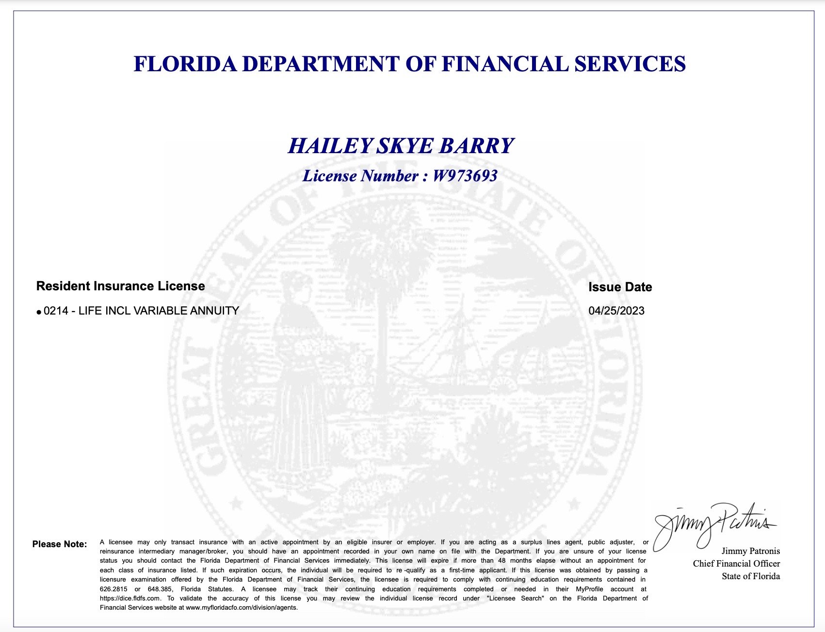 Barry Financial Group | Licenses | Maryland | image4