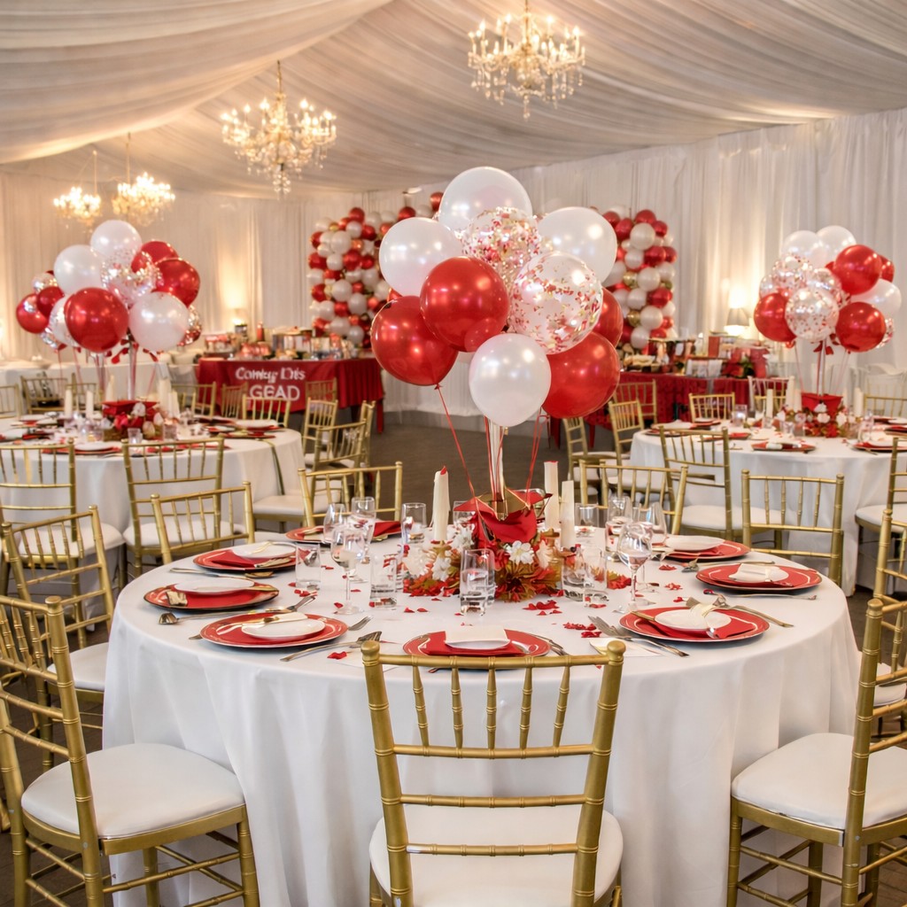 T&T Events and Rentals | Elegant Red & White Graduation Setup from T&T Events & Rentals | Montgomery, AL | image1