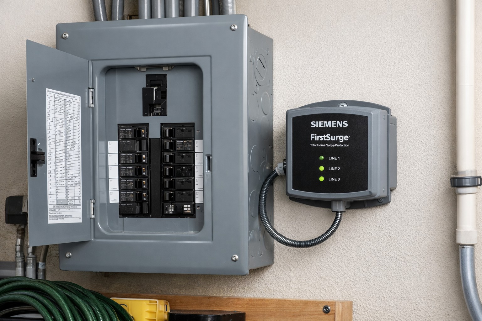 Whole-home surge protection installed at an electrical panel in a Parker, CO home