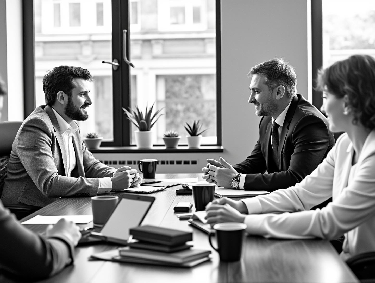 Group photo of executives from various industries engaging in a formal meeting, highlighting collaboration on compliance initiatives.