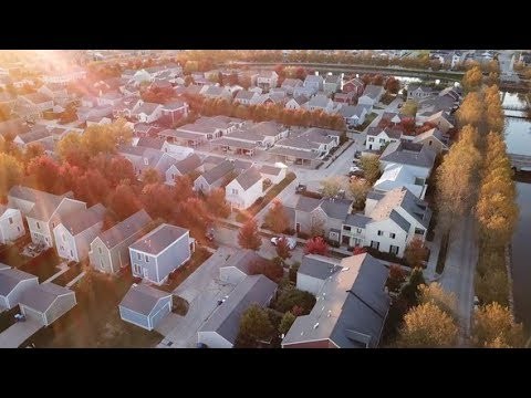 Suburbs Fall Sunset Drone Footage 4K | Stock Footage - Videohive