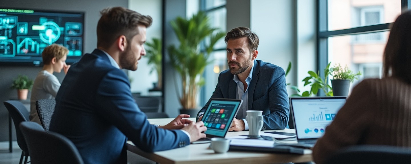 In a modern office setting discussing AI-driven marketing strategies