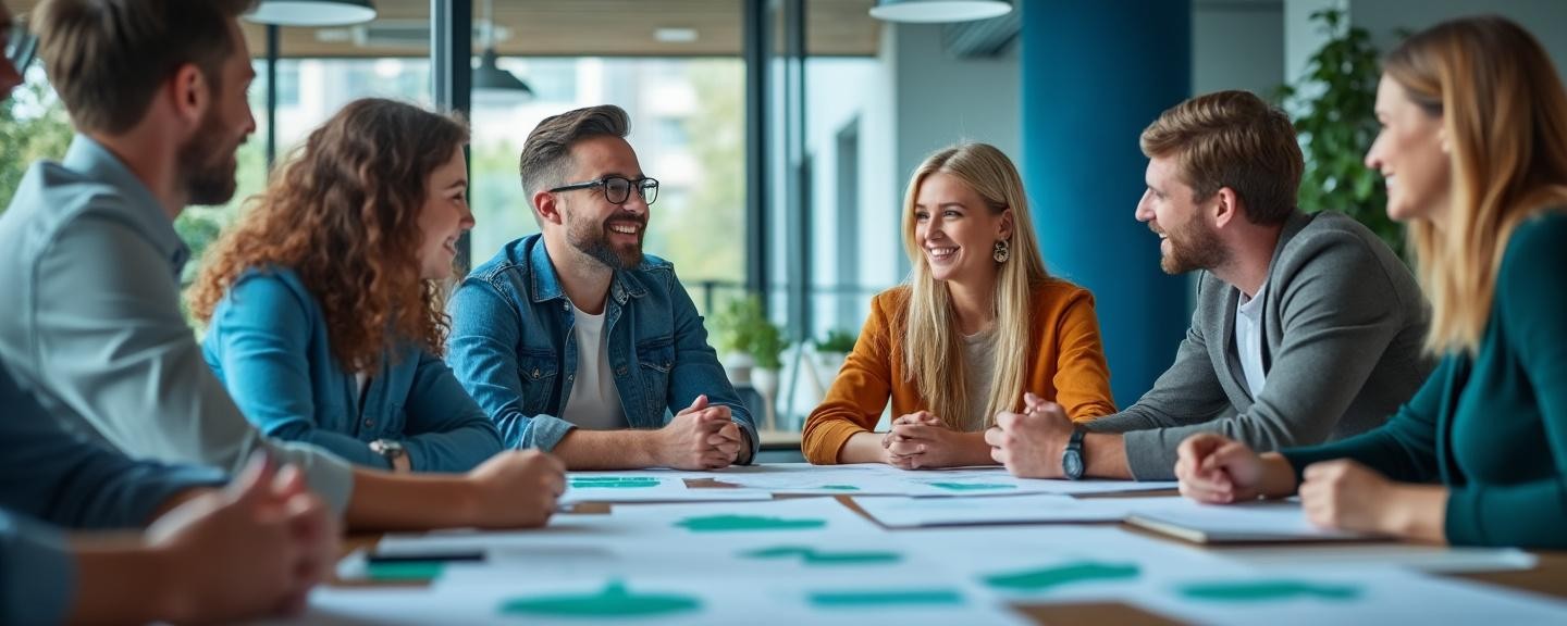 Engaged in a strategic planning session in a modern conference room