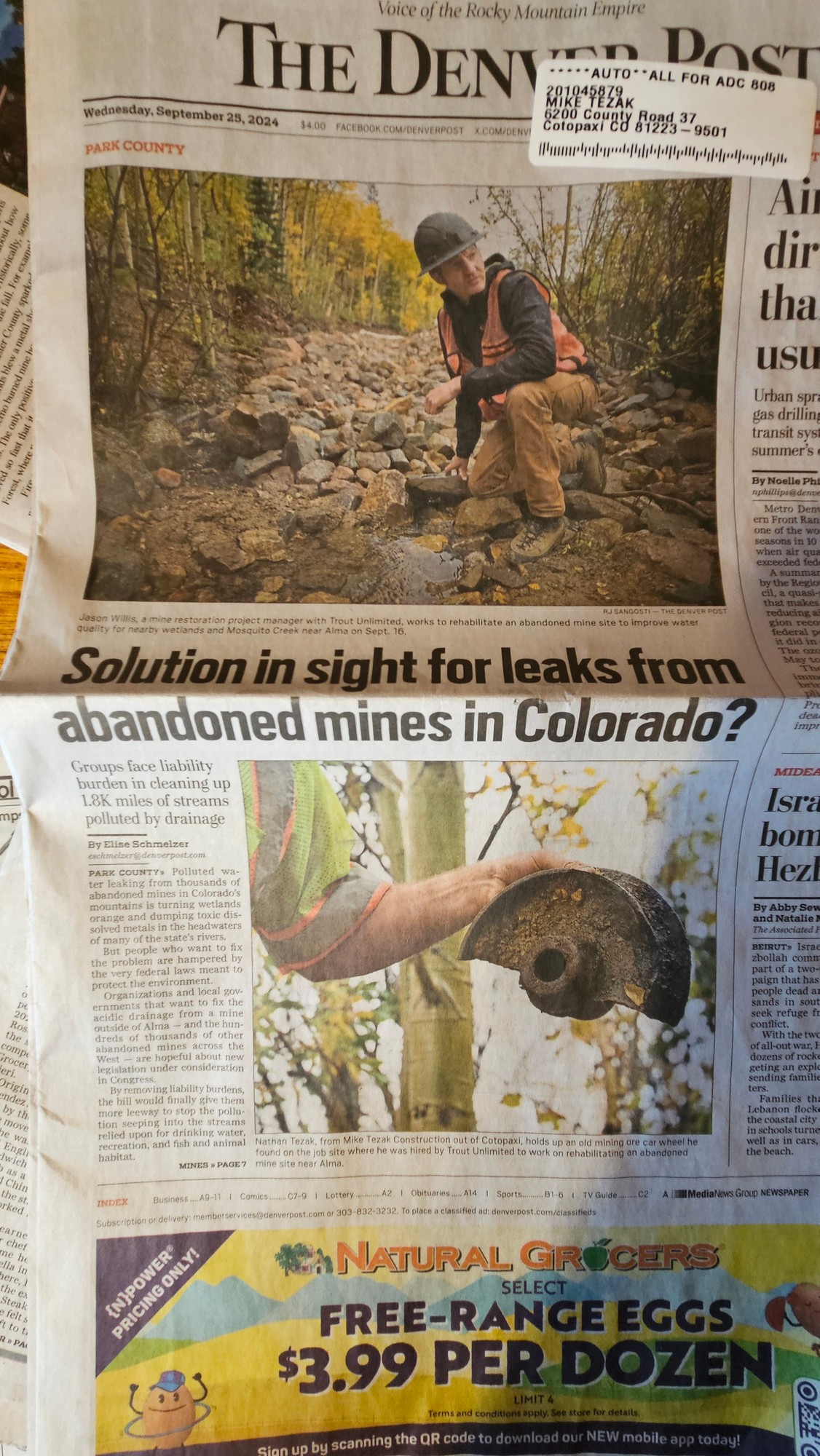 Nathan Tezak mine reclamation
Trout Unlimited Contractor