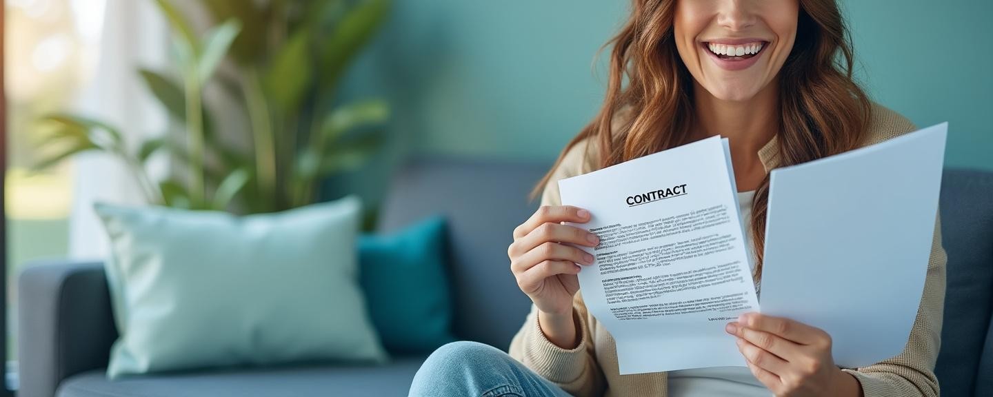 A person happily tearing a timeshare contract paper, symbolizing relief from obligations