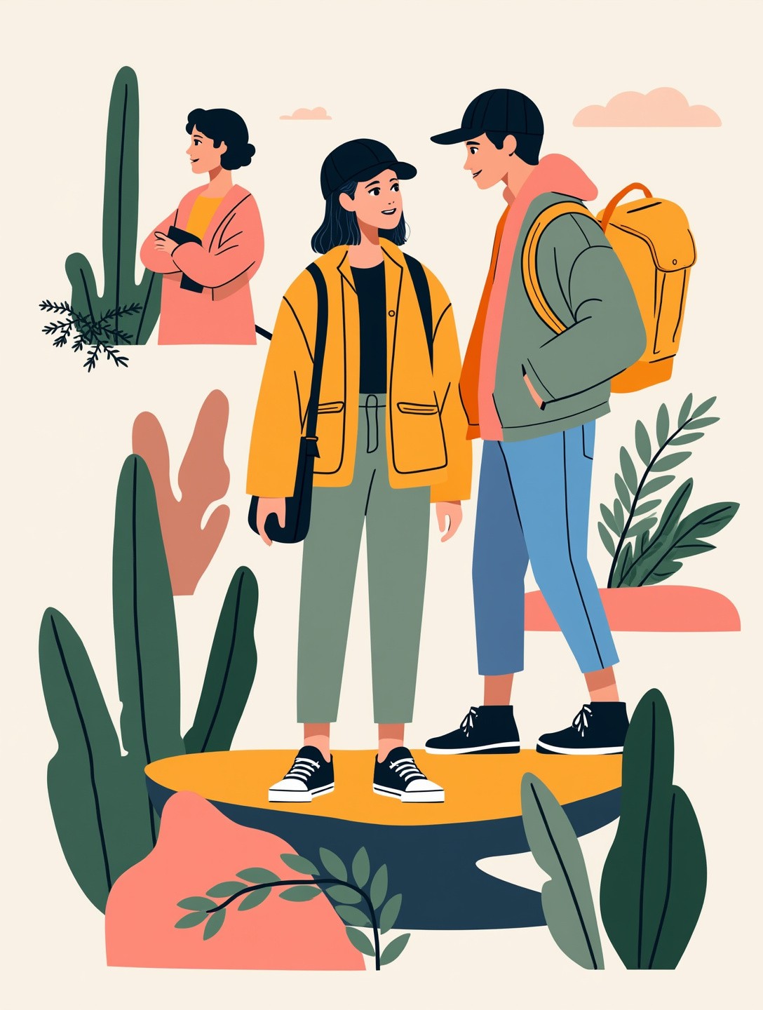 Active lifestyle scenes with people engaged in outdoor activities wearing trendy attire.