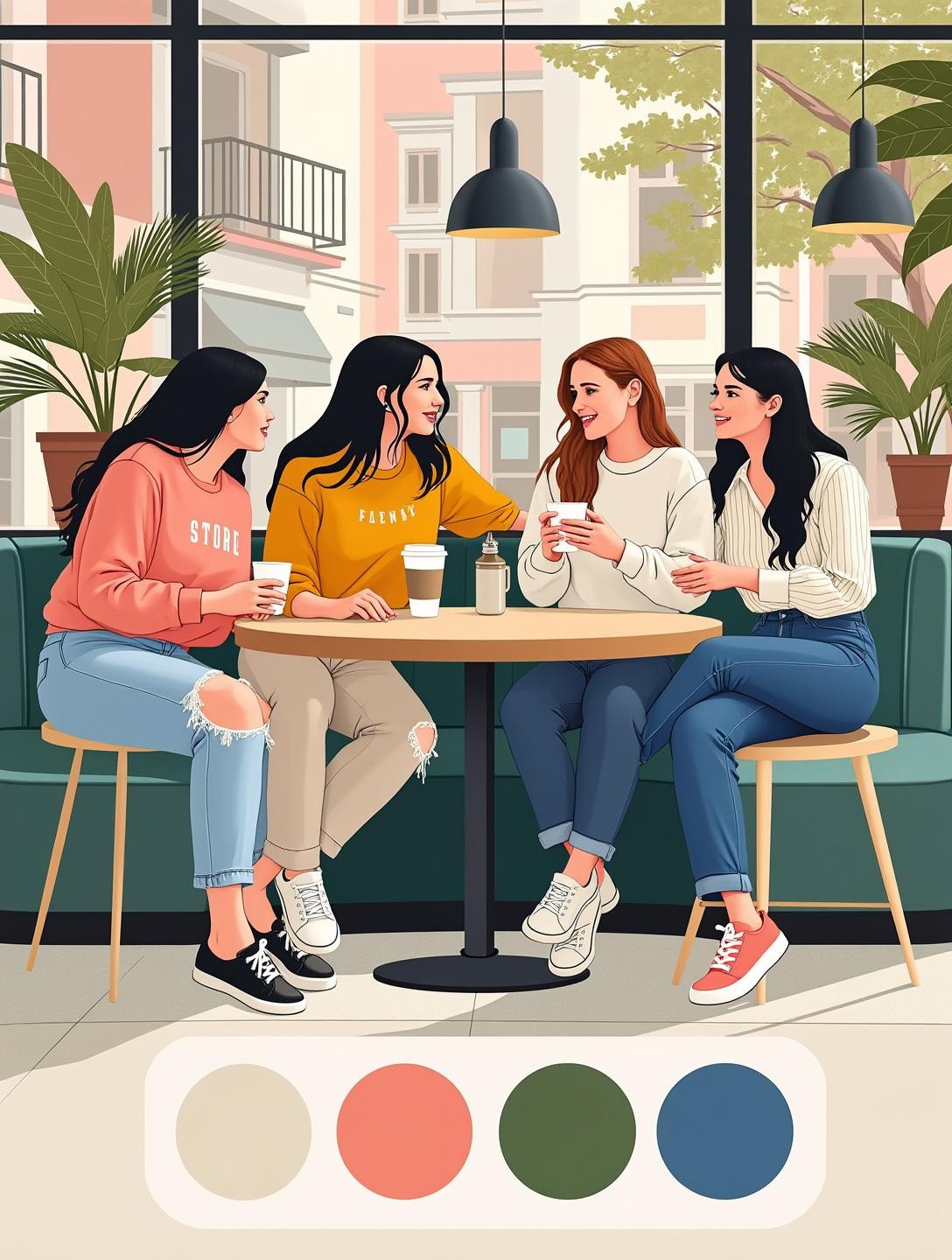 Enjoying coffee at a cozy urban café