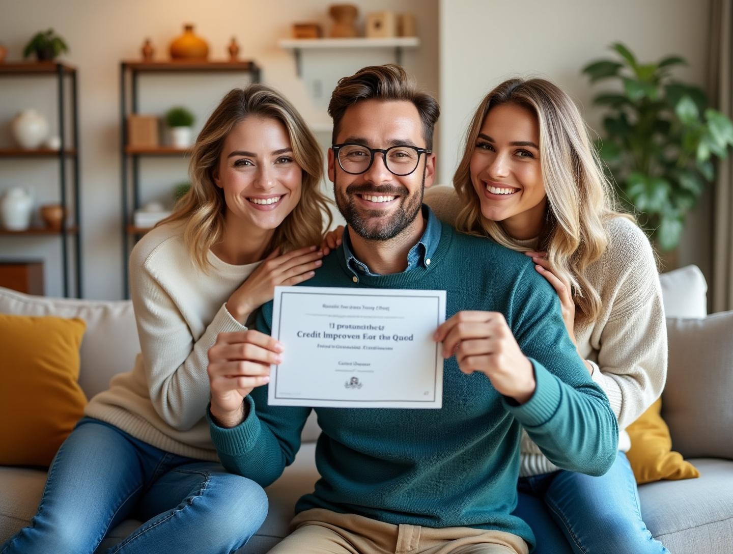 Living room setting with certificates of achievement displayed