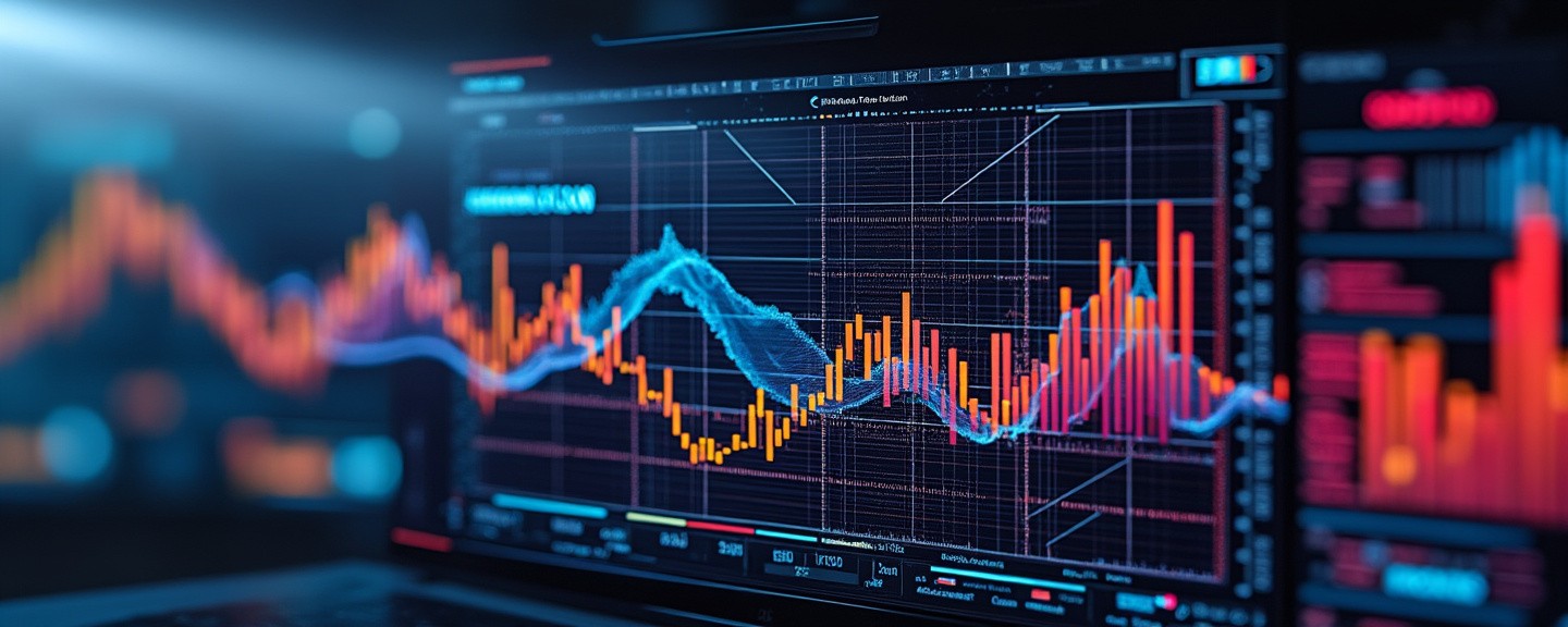 Close-up of a monitor displaying a crystal-clear animated graphic for a corporate presentation.