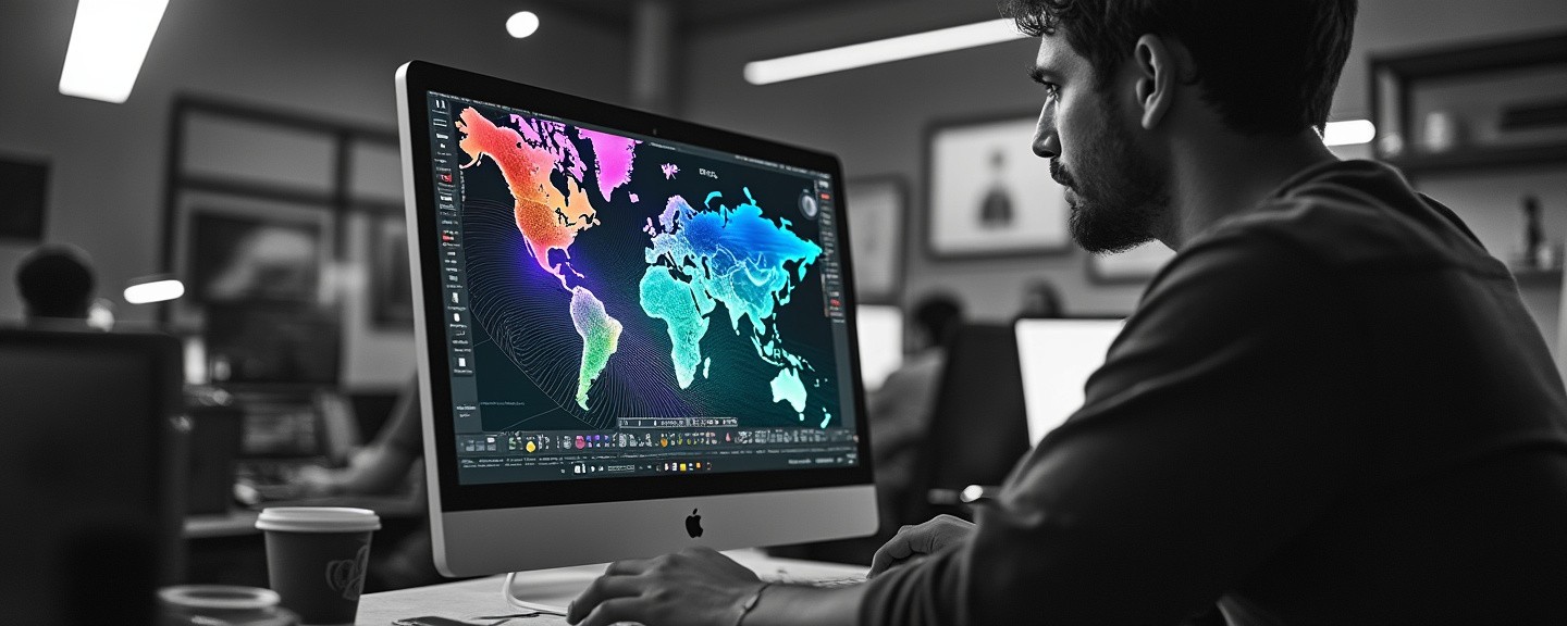 Designer at a desk absorbed in creating stunning visuals