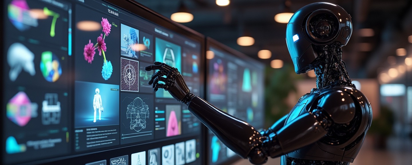 In a modern office setting, interacting with a digital interface displaying animation tools.