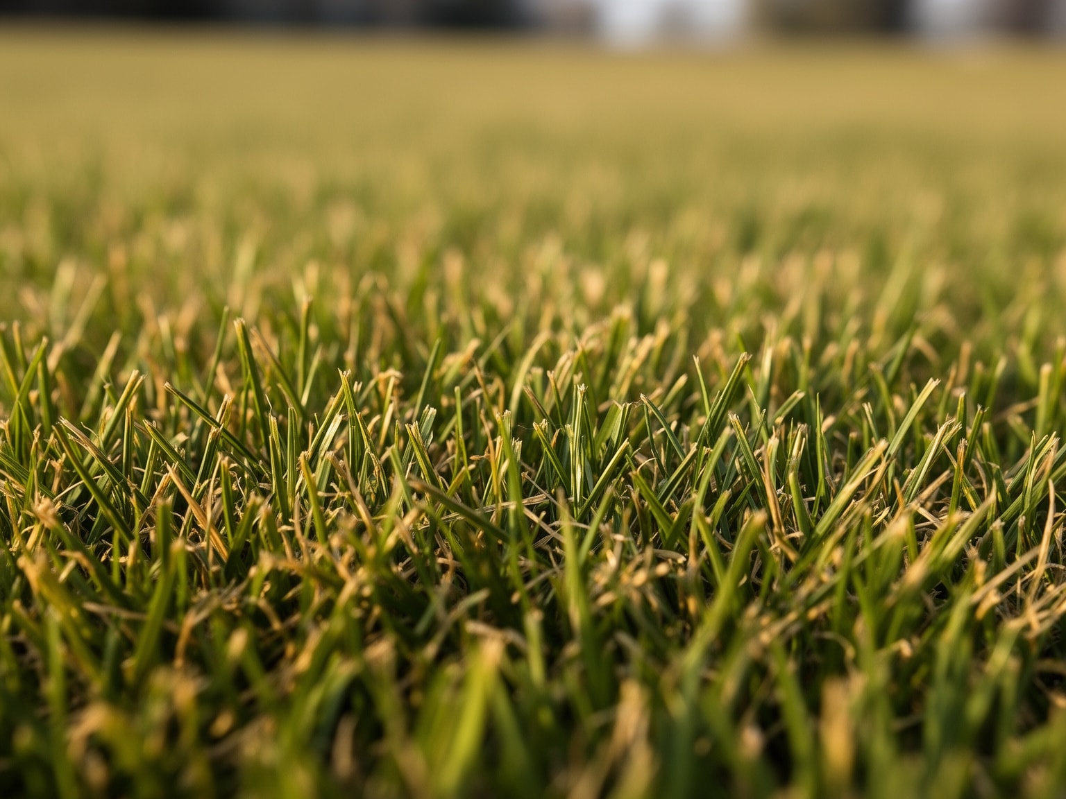 Close-up detailed view of healthy seasonal grass on a residential lawn showcasing expert lawn care